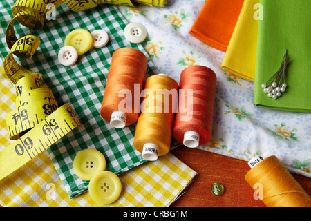 High angle measuring tape thread reels sewing machine shutles. High quality  photo Stock Photo - Alamy
