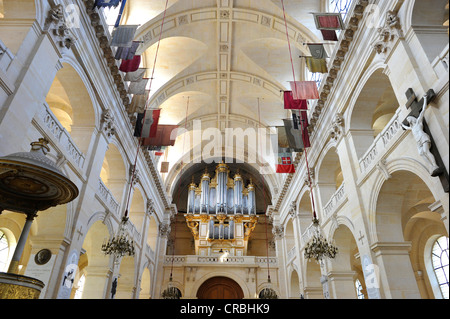 Interior view, organ, Saint-Louis des Invalides Church, L'Hôtel national des Invalides building complex, a retirement home for Stock Photo