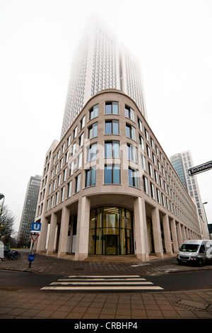 OpernTurm building, UBS Bank in the fog, Frankfurt am Main, Hesse, Germany, Europe Stock Photo