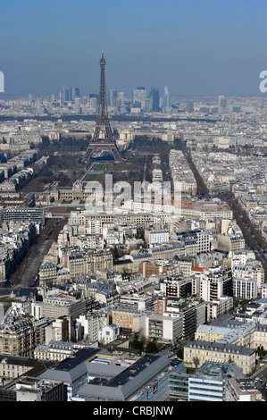 Cityscape towards the west with the Eiffel Tower or Tour Eiffel, La Defense, Paris, France, Europe Stock Photo