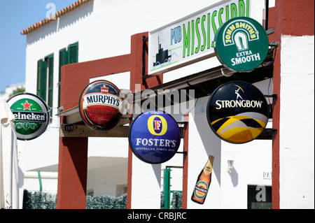 pub bar signs cala santa galdana menorca spain Stock Photo