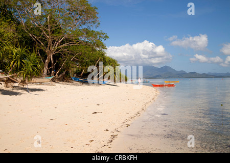 Beautiful beach on Pandan Island, Honda Bay off Puerto Princesa, Palawan Island, Philippines, Asia Stock Photo