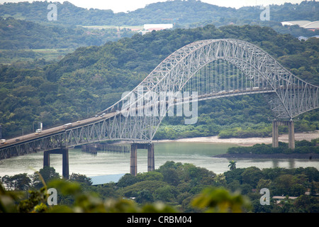 Puente de las Américas, Bridge of the Americas, an arched bridge over the Panama Canal in Panama City, Panama, Central America Stock Photo