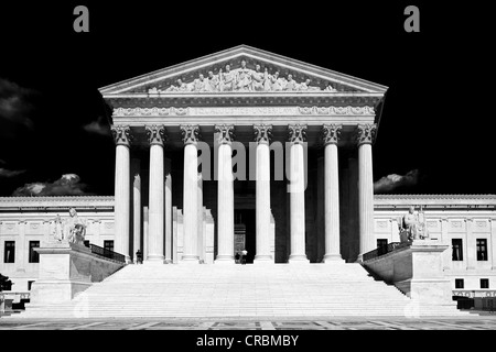 Black and white image, US Supreme Court, Capitol Hill, Washington DC, District of Columbia, United States of America Stock Photo