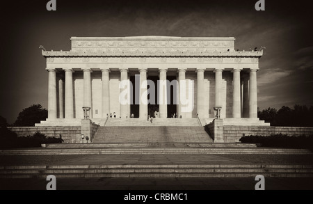 Black and white image, sepia, Lincoln Memorial, Washington DC, District of Columbia, United States of America, PublicGround Stock Photo