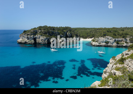 Cala Macarelleta beach and blue lagoon menorca spain Stock Photo