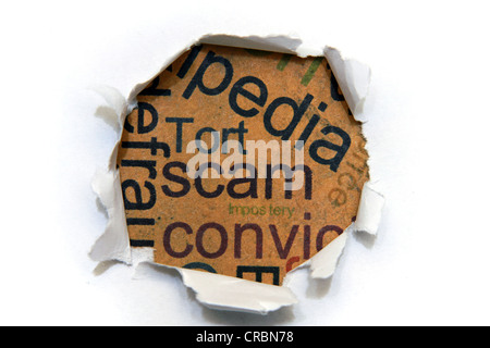 Scam on paper hole Stock Photo