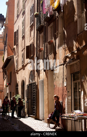 Typical narrow alleyway, Via Della Reginella in the historic district of Rome, Lazio, Italy, Europe Stock Photo