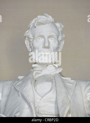 Statue of Abraham Lincoln by Daniel Chester French, Lincoln Memorial, Washington DC, District of Columbia Stock Photo