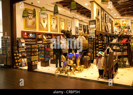 Souvenir shop in the Dubai Mall, Dubai, United Arab Emirates, Middle East, Asia Stock Photo