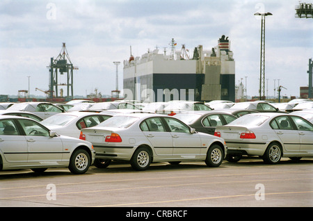 BMW cars in Bremerhaven (Import / Export) Stock Photo