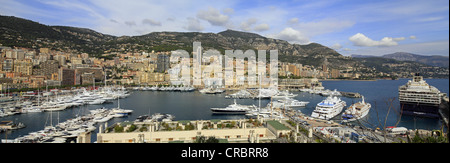 Panoramic view, Port Hercule and Monte Carlo, Monaco, Cote d'Azur, Mediterranean, Europe Stock Photo