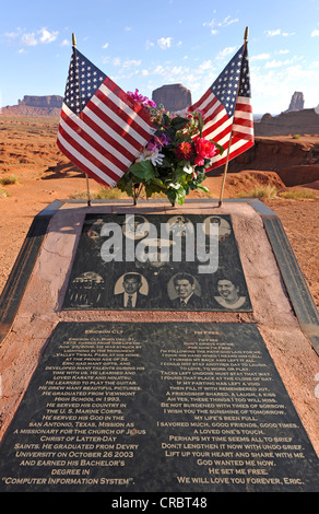 Ericson Cly Memorial Plaque, John Ford's Point Lookout, Monument Valley, Navajo Tribal Park, Navajo Nation Reservation, Arizona Stock Photo