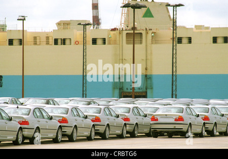 BMW cars in Bremerhaven (Import / Export) Stock Photo