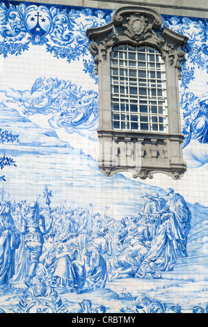 View of traditional blue facade in Porto, Portugal Stock Photo