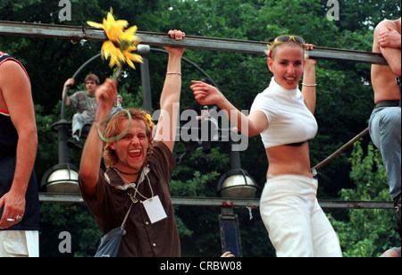 Visiting at the Love Parade in Berlin, Germany Stock Photo