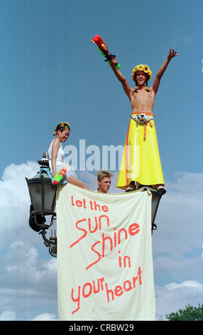 Visiting at the Love Parade in Berlin, Germany Stock Photo