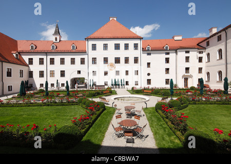 Courtyard of Seeon Abbey, Chiemgau, Upper Bavaria, Bavaria, Germany, Europe Stock Photo