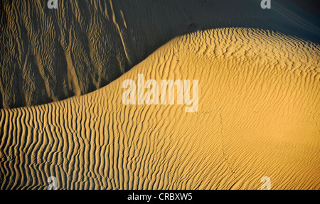 Ripple marks in the sands of the Mesquite Flat Sand Dunes, early morning light, Stovepipe Wells, Death Valley National Park Stock Photo