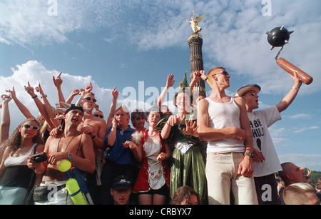 Visiting at the Love Parade in Berlin, Germany Stock Photo