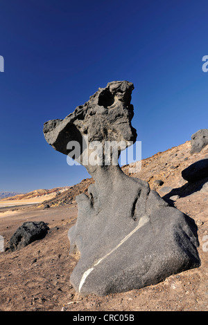 Mushroom Rock in the evening light, Badwater Road, Death Valley National Park, Mojave Desert, California Stock Photo