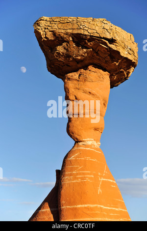 First Hoodoo, also known as Toadstool Hoodoo or Lucky Luke, toadstool hoodoos, rimrocks, Grand Staircase Escalante National Stock Photo