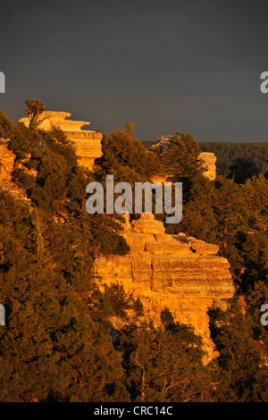 View from Bright Angel Point towards the lookout of Grand Canyon Lodge, Grand Canyon National Park, North Rim, Arizona Stock Photo