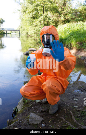 Expert analysis of radioactive water Stock Photo