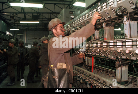 Workers in the lamp room in the mine Kleofas Katowice, Katowice, Poland Stock Photo