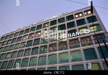 Branch of Citibank and Zurich Assurances in Geneva, Switzerland Stock Photo