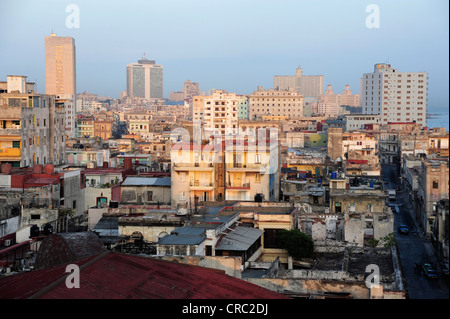 Sunrise, view over the rooftops, city center of Havana, Centro Habana, Cuba, Greater Antilles, Gulf of Mexico, Caribbean Stock Photo