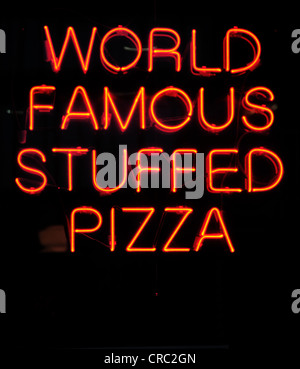 WORLD FAMOUS STUFFED PIZZA,NEON SIGN Stock Photo