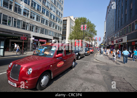 Taxis stuck in traffic, Oxford Street, London, England, UK. Stock Photo