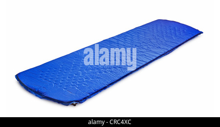 Blue light self-inflating travel sleep mat isolated on white Stock Photo