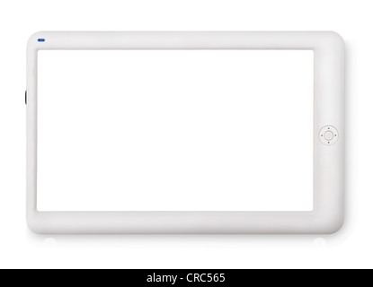 White tablet PC with blank screen isolated on white Stock Photo