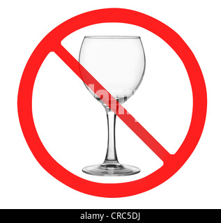 Sign 'No alchohol' isolated on white Stock Photo
