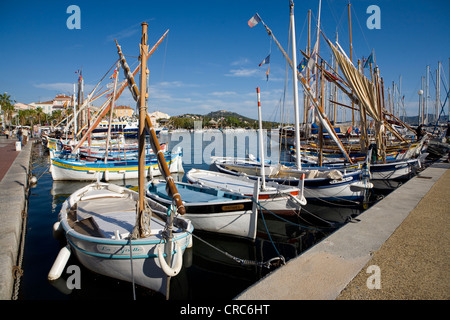 Small fishing boats in Sanary-Sur-Mere, the Var, Provence, Alpes-Côte d'Azur southeastern France. Stock Photo