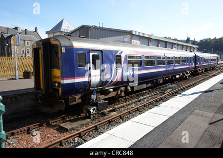 first scotland local diesel train in oban station scotland uk Stock Photo