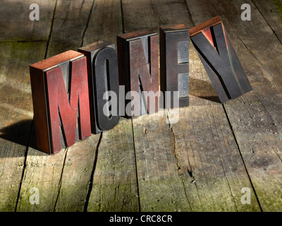 Wooden blocks spelling money Stock Photo
