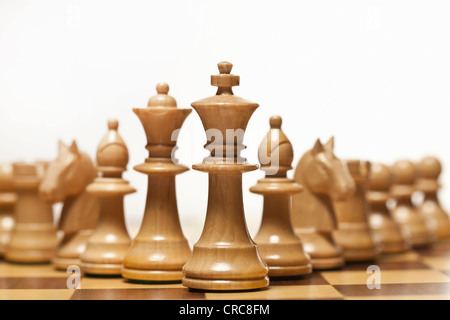 White chess set on board Stock Photo