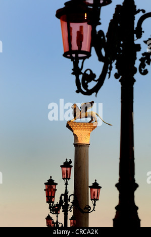 The Winged Lion of St Marks ,Piazza San Marco Venice Italy Stock Photo