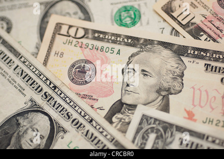 Dollar Bills, Notes US currency Dollars Stock Photo