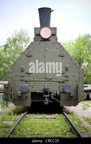 Front view of the old Soviet armored train from WWII period Stock Photo