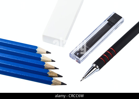 Lead and mechanical pencils isolated on a white background Stock Photo