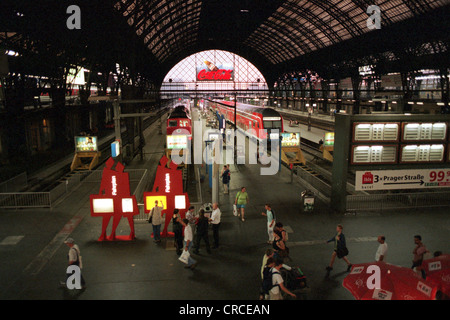 Survey from inside the main station in Dresden Stock Photo