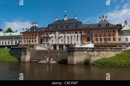 Wasserpalais water palace of Schloss  castle with the Elbe in the foreground,  district, Dresden, Saxony Stock Photo