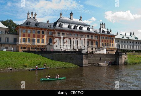 Wasserpalais water palace of Schloss  castle with the Elbe in the foreground,  district, Dresden, Saxony Stock Photo