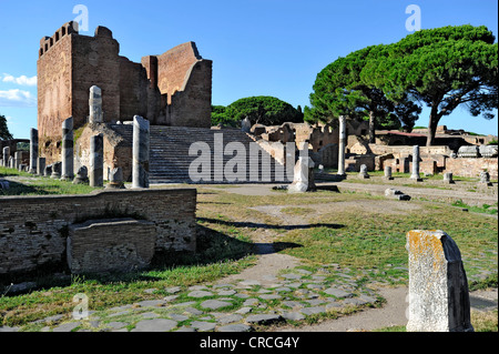 Main Temple of Jupiter, Juno and Minerva, Capitolium, Ostia Antica archaeological site, ancient port city of Rome, Lazio, Italy Stock Photo