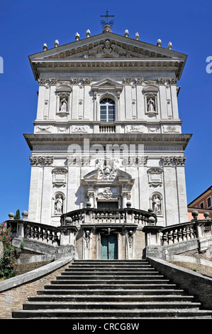 Monastery church of Santi Domenico e Sisto, façade and staircase by Vincenzo della Greca, Angelicum, Rome, Lazio, Italy, Europe Stock Photo