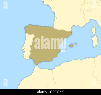 Political map of Spain with the several regions. Stock Photo